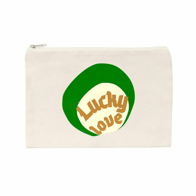 🍀 LUCKY LOVE 🍀 💚 Pochette - trousse 100% coton recyclé - Image