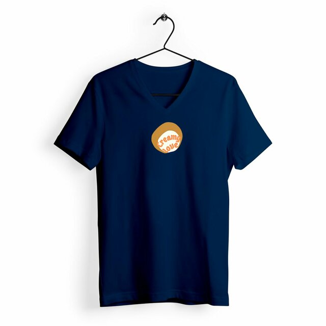 🥞 CREAMY LOVE 🥞 🧡 T-shirt col v 100% coton en conversion biologique - Image