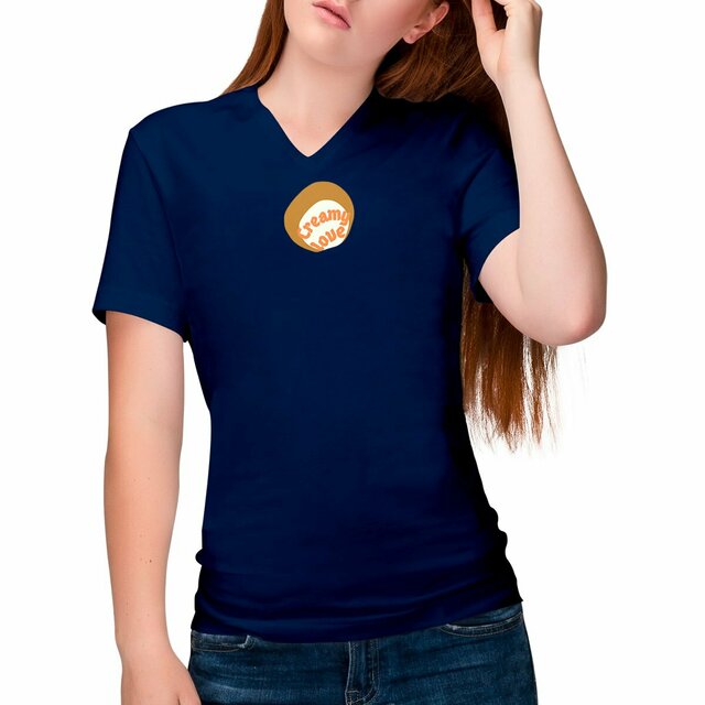 🥞 CREAMY LOVE 🥞 🧡 T-shirt col v 100% coton en conversion biologique