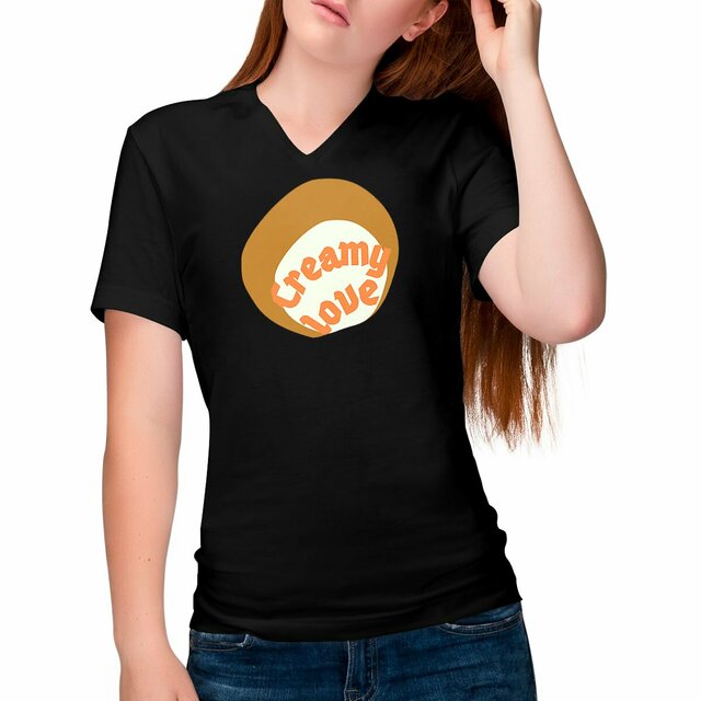 🥞 CREAMY LOVE 🥞 🧡 T-shirt 100% coton biologique étiquette bleu-blanc-rouge