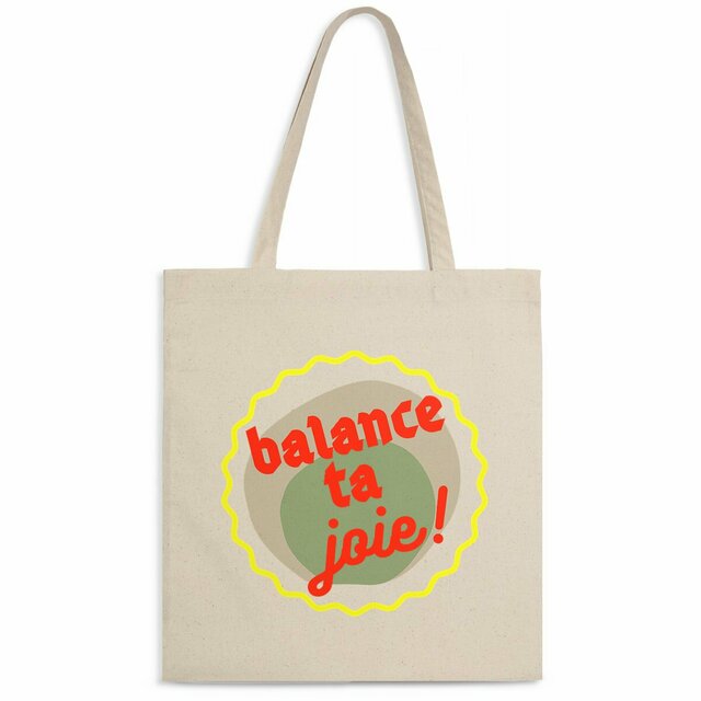 Balance ta joie ! Tote bag écologique - capsule vert gris jaune rouge - Image