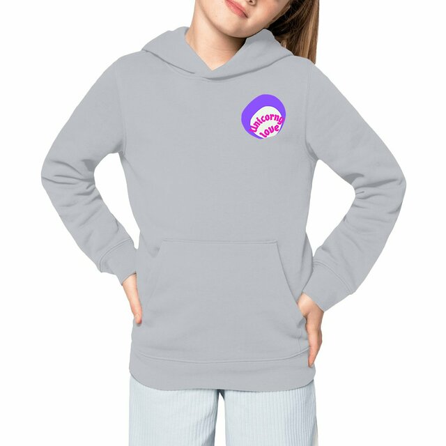 🦄 UNICORNY LOVE 🦄 💜 Sweat à capuche léger Enfant.Ado 100% écologique 3 coloris