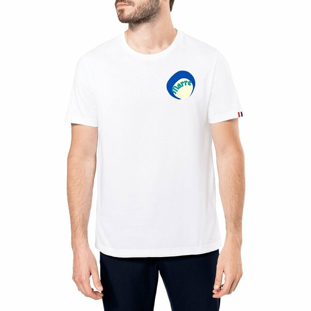 MARRE ! 🌊 CAPSULE OCEAN 🌊 T-shirt 100% coton biologique étiquette bleu/blanc/rouge