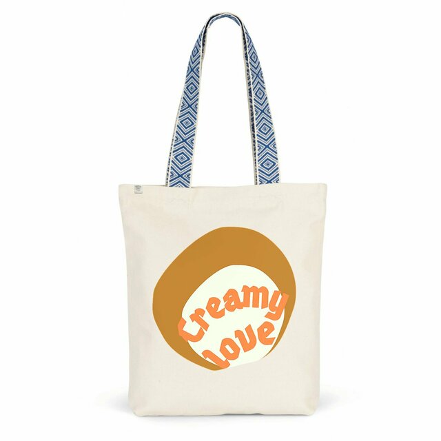 🥞 CREAMY LOVE 🥞 🧡 Totebag 100% recyclé avec anse imprimée 2 coloris - Image