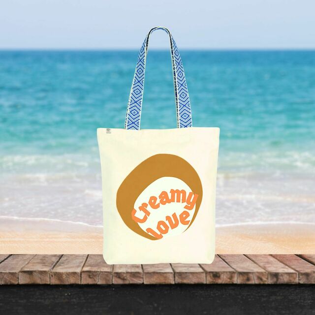 🥞 CREAMY LOVE 🥞 🧡 Totebag 100% recyclé avec anse imprimée 2 coloris