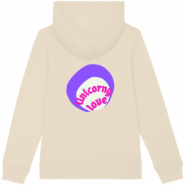 🦄 UNICORNY LOVE (dos) 🦄 💜 Sweat à capuche épais Enfant.Ado 100% écologique 3 coloris - Image