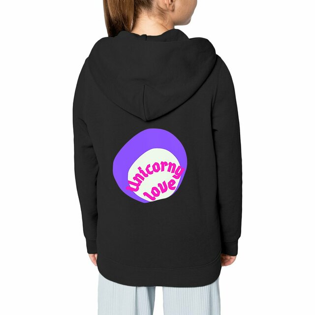🦄 UNICORNY LOVE (dos) 🦄 💜 Sweat à capuche épais Enfant.Ado 100% écologique 3 coloris