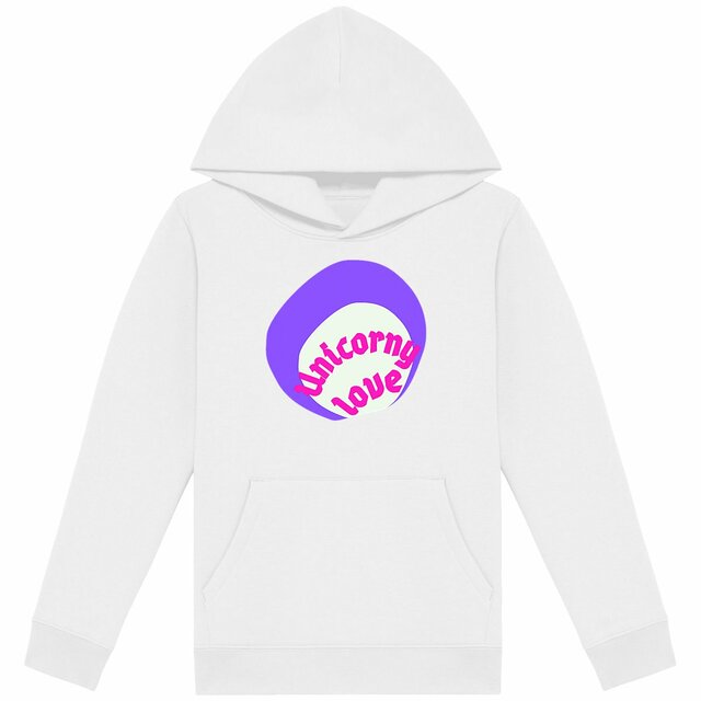 🦄 UNICORNY LOVE 🦄 💜 Sweat à capuche léger Enfant.Ado 100% écologique 3 coloris - Image