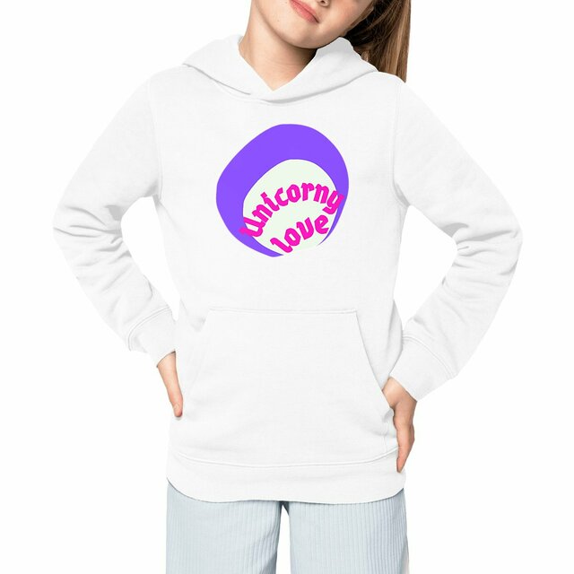 🦄 UNICORNY LOVE 🦄 💜 Sweat à capuche léger Enfant.Ado 100% écologique 3 coloris