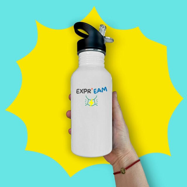 EXPR'EAM 🦜 EN COULEURS 🦜 Gourde en inox avec paille