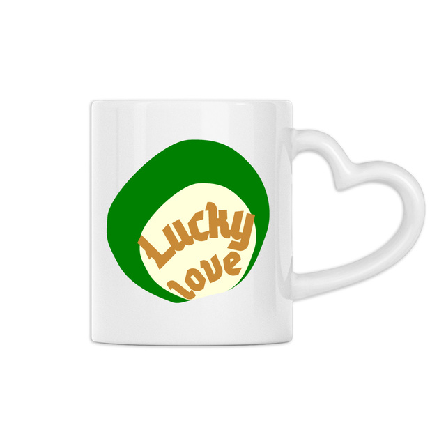 🍀 LUCKY LOVE 🍀 💚 Mug céramique anse en forme de coeur 2 coloris   - Image