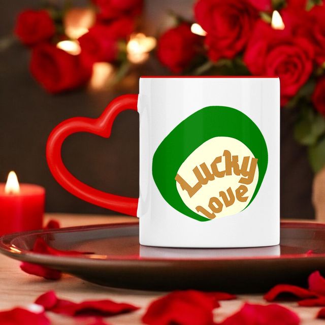 🍀 LUCKY LOVE 🍀 💚 Mug céramique anse en forme de coeur 2 coloris  
