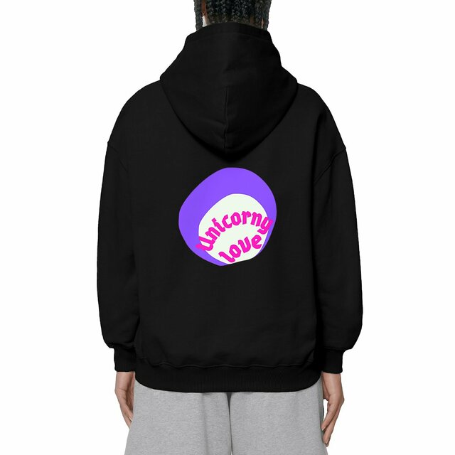 🦄 UNICORNY LOVE (dos) 🦄 💜 Sweat à capuche oversized écologique 3 coloris