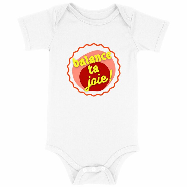 Balance ta joie ! Body écologique capsule bordeaux rose & écriture jaune  - Image