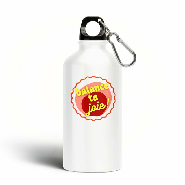 Balance ta joie ! Gourde aluminium - capsule bordeaux rose & écriture jaune  - Image