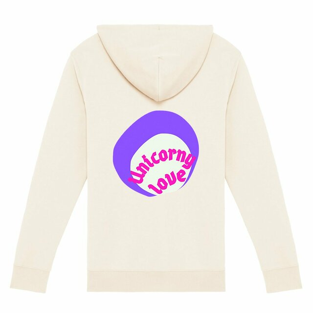 🦄 UNICORNY LOVE (dos) 🦄 💜 Sweat à capuche zippé écologique 3 coloris - Image