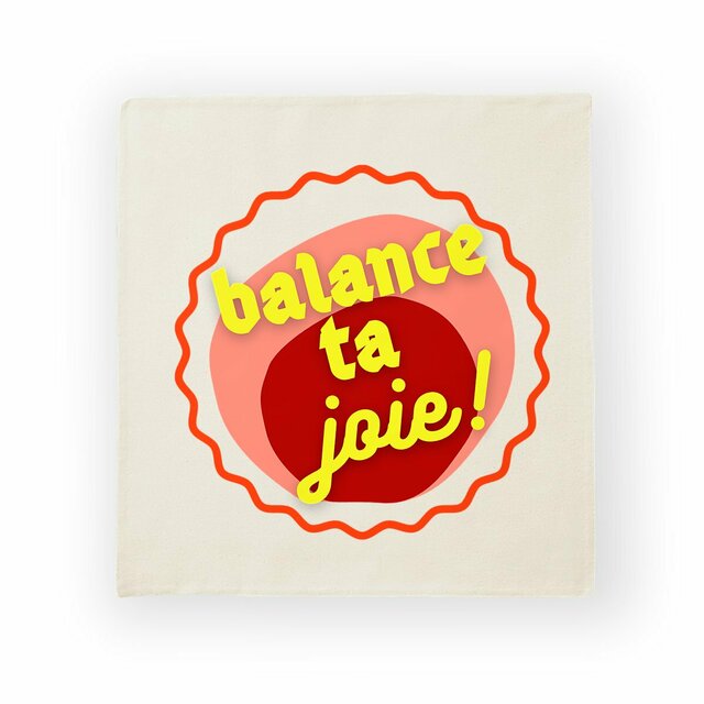 Balance ta joie ! Housse de coussin seule - capsule bordeaux rose & écriture jaune  - Image