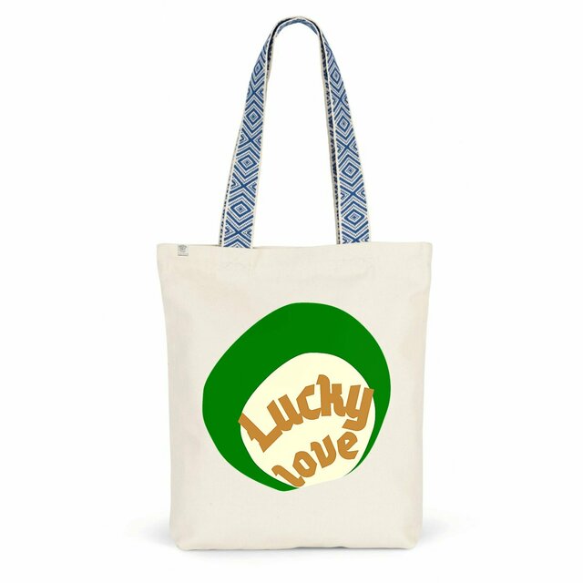 🍀 LUCKY LOVE 🍀 💚 Totebag 100% recyclé anse imprimée 2 coloris   - Image