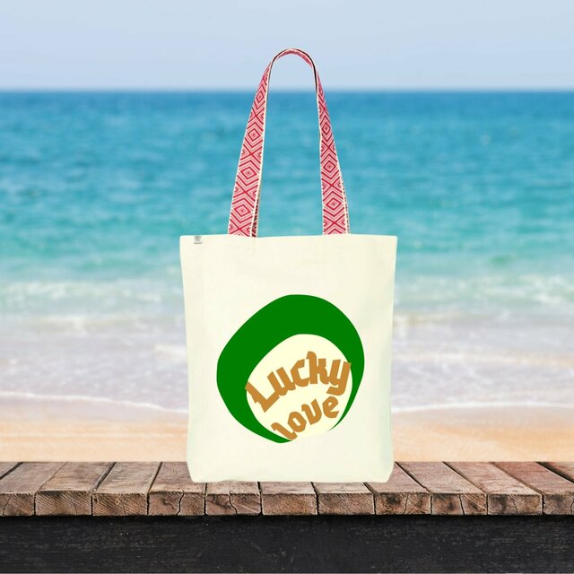 🍀 LUCKY LOVE 🍀 💚 Totebag 100% recyclé anse imprimée 2 coloris  