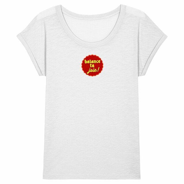 Balance ta joie ! motif au centre T-shirt écologique 3 coloris Rounder - capsule bordeaux & jaune - Image