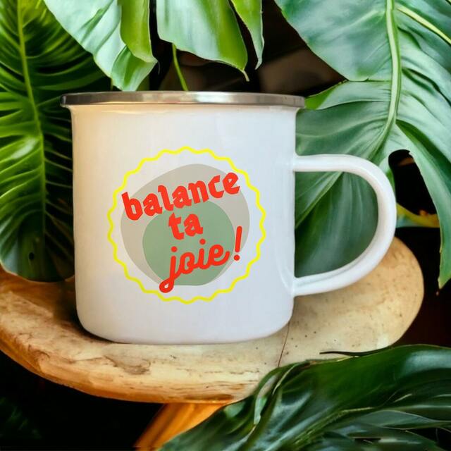 Balance ta joie ! Mug émaillé - capsule vert gris jaune rouge
