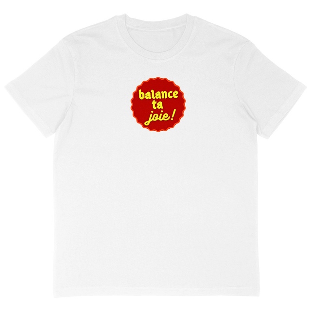 Balance ta joie ! motif au dos T-shirt écologique 3 coloris - capsule bordeaux & jaune  - Image