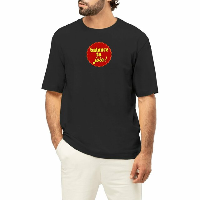 Balance ta joie ! motif au dos T-shirt écologique 3 coloris - capsule bordeaux & jaune 