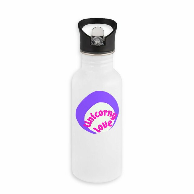 🦄 UNICORNY LOVE 🦄 💜 Bouteille en inox avec paille - Image