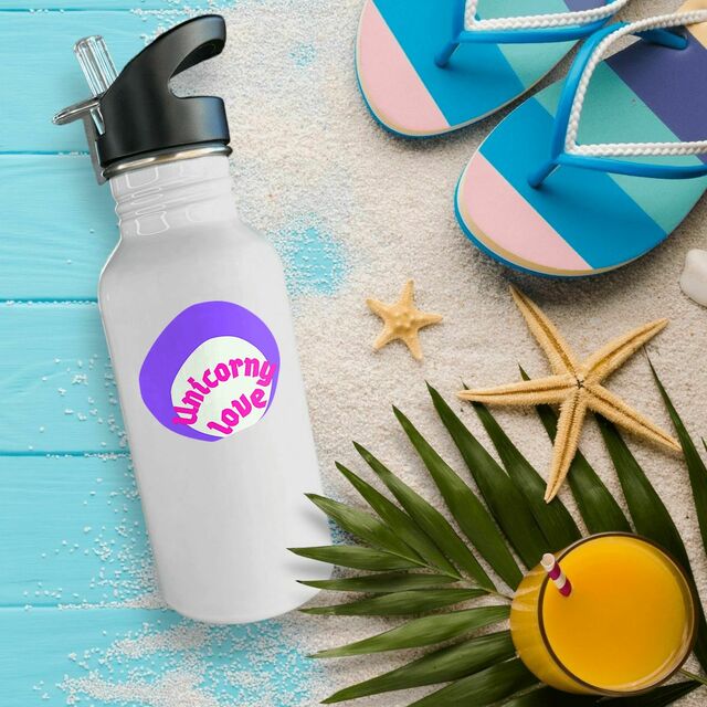 🦄 UNICORNY LOVE 🦄 💜 Bouteille en inox avec paille