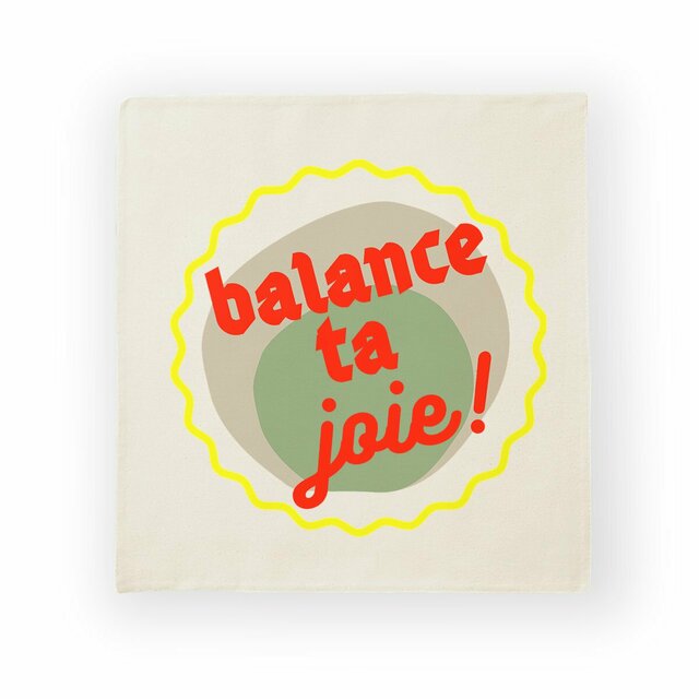 Balance ta joie ! Housse de coussin seule - capsule vert gris jaune rouge - Image