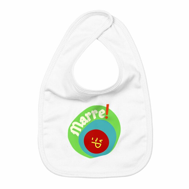 MARRE ! 😆 SMILEY VERT BLEU 😆  Bavoir 100 % coton biologique 3 coloris - Image