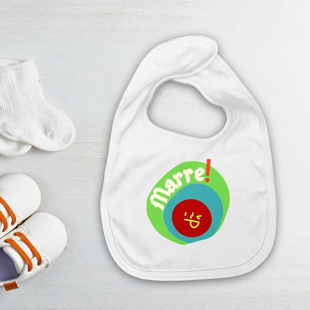 MARRE ! 😆 SMILEY VERT BLEU 😆  Bavoir 100 % coton biologique 3 coloris