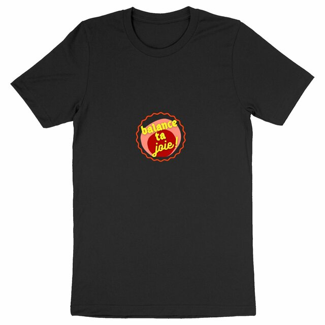 Balance ta joie ! Motif au dos T-shirt écologique Creator - capsule bordeaux rose & écriture jaune  - Image