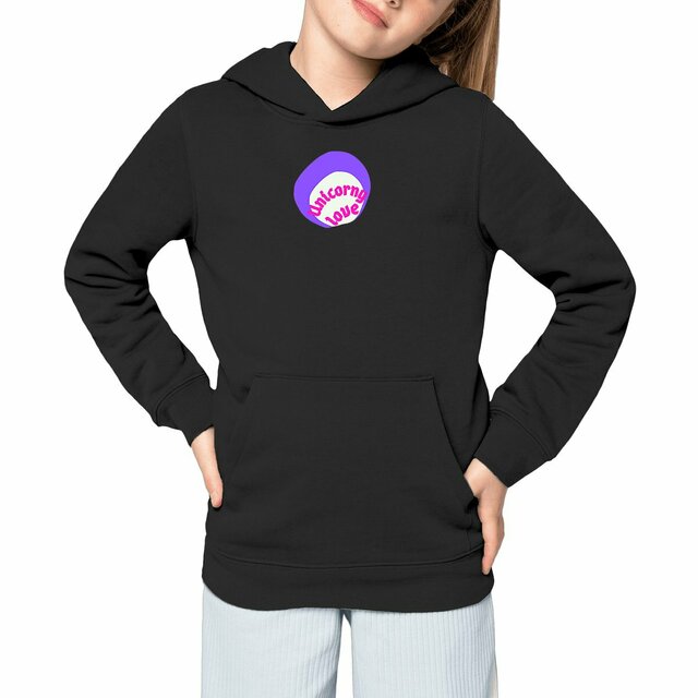 🦄 UNICORNY LOVE 🦄 💜 Sweat à capuche épais Enfant.Ado 100% écologique 3 coloris