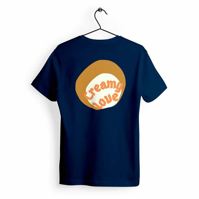 🥞 CREAMY LOVE (dos) 🥞 🧡 T-shirt 100% coton biologique étiquette bleu-blanc-rouge - Image