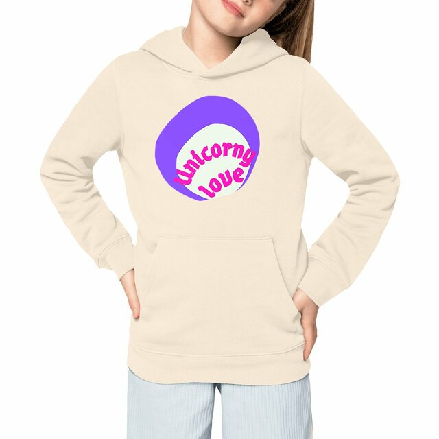 🦄 UNICORNY LOVE 🦄 💜 Sweat à capuche épais Enfant.Ado 100% écologique 3 coloris
