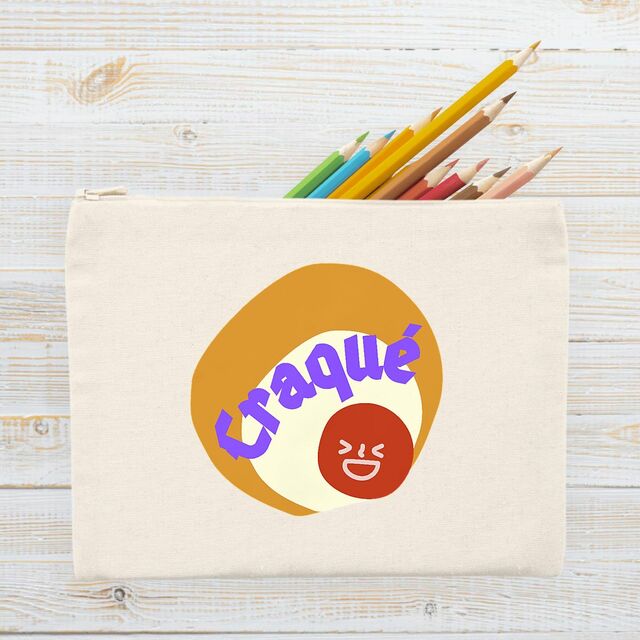 CRAQUE 🤎 😜 CAPSULE CAMEL MARRON CREME 😜 🤎 Pochette - trousse 100 % coton recyclé 