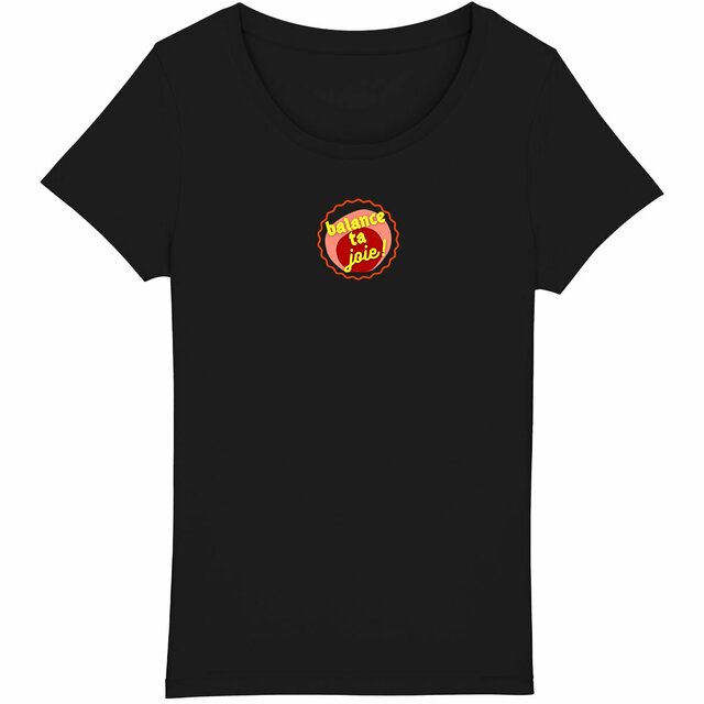 Balance ta joie ! T-shirt écologique 3 coloris - capsule bordeaux rose & écriture jaune  - Image