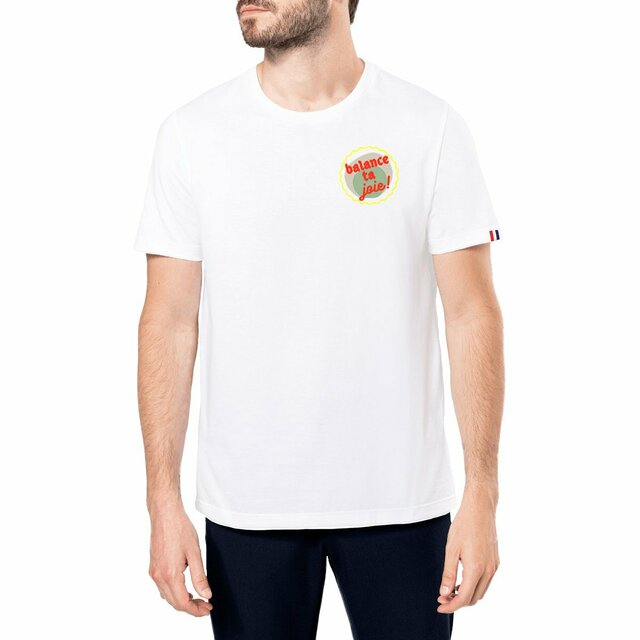 Balance ta joie ! Logo de côté T-shirt Made in France - capsule vert gris jaune rouge