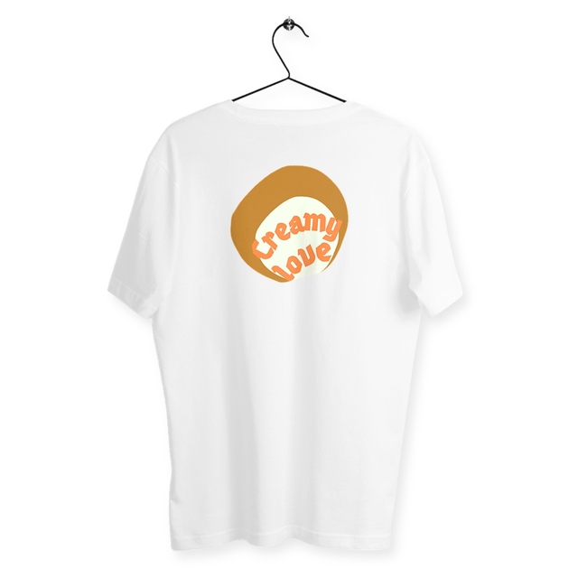 🥞 CREAMY LOVE (dos) 🥞 🧡 T-shirt 100% coton organique étiquette bleu-blanc-rouge - Image
