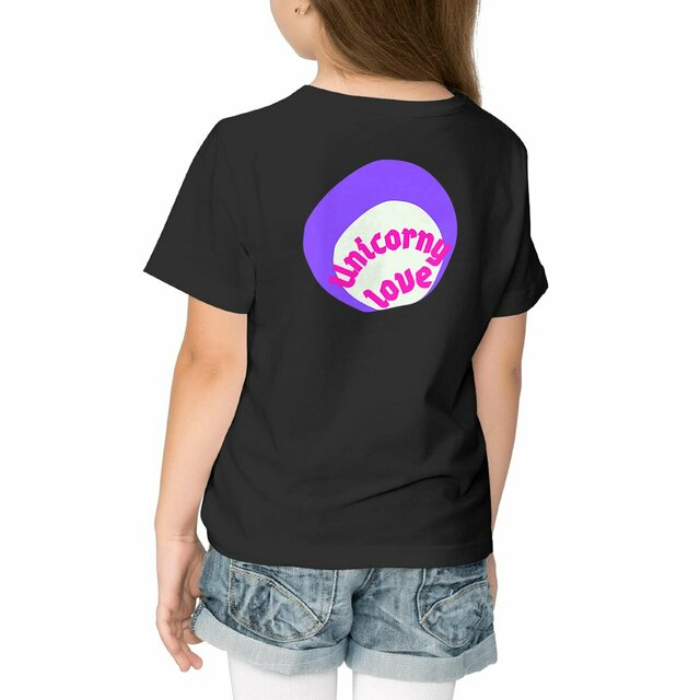 🦄 UNICORNY LOVE (dos) 🦄 💜 T-shirt léger Enfant.Ado 100% coton en conv. bio 3 coloris