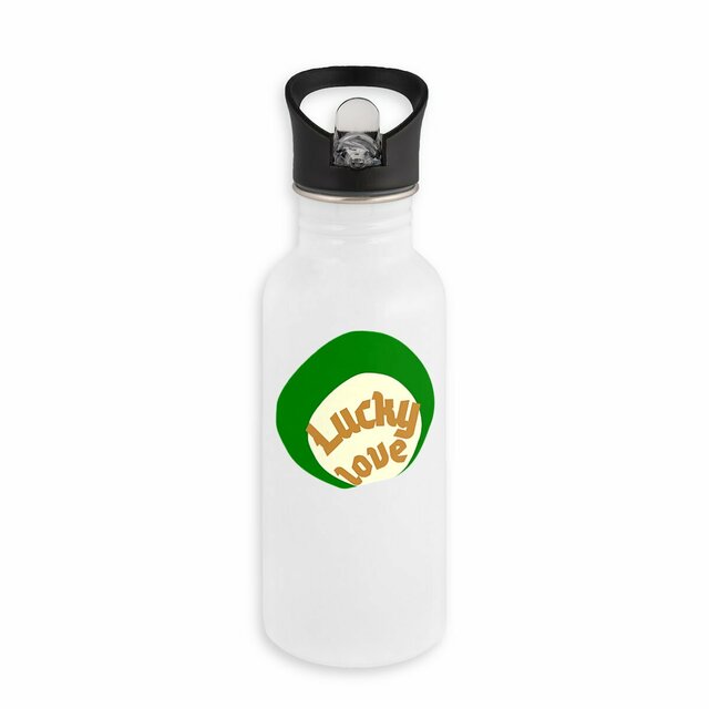 🍀 LUCKY LOVE 🍀 💚 Gourde - bouteille en inox avec paille - Image