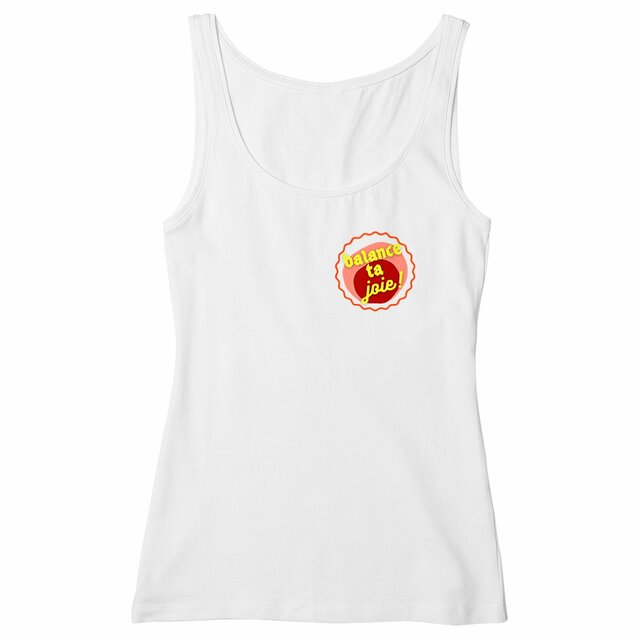 Balance ta joie ! Débardeur écologique 6 coloris - capsule bordeaux rose & écriture jaune  - Image