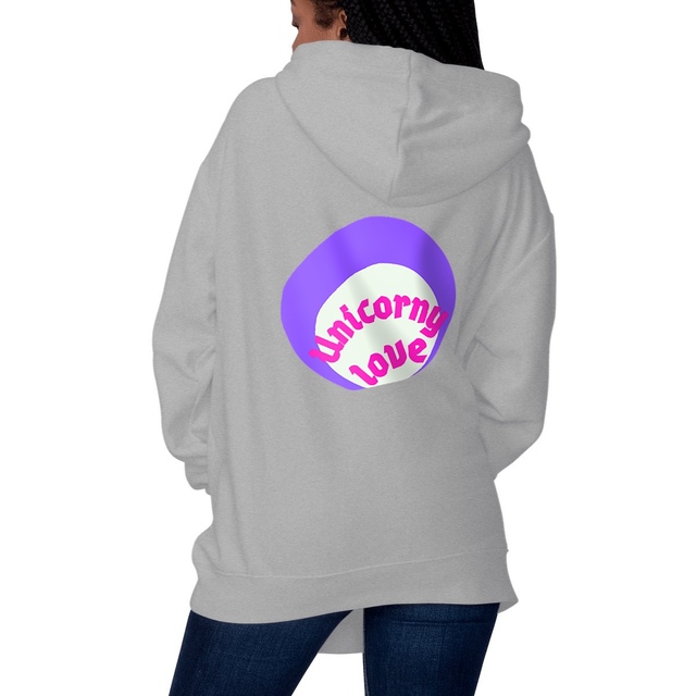 🦄 UNICORNY LOVE (dos) 🦄 💜 Sweat à capuche épais écologique 5 coloris