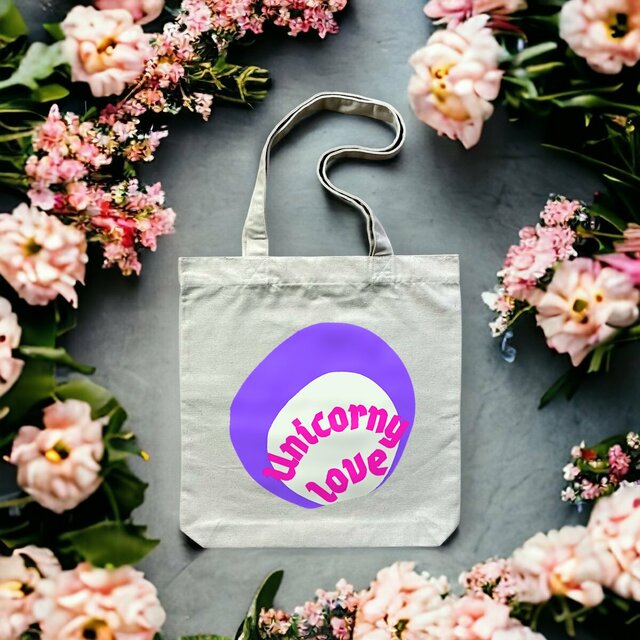 🦄 UNICORNY LOVE 🦄 💜 Totebag épais 100% recyclé 2 coloris
