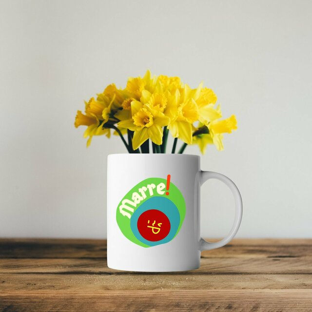 MARRE ! 😏 SMILEY VERT BLEU 😏 Mug céramique avec anse 6 coloris