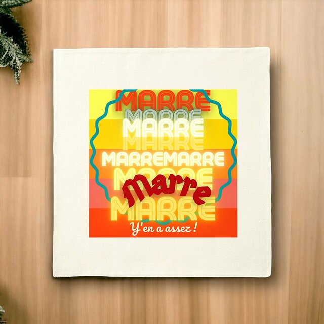 MARRE ! 🌅 Tampon Soleil 🌅 Housse de coussin commerce équitable