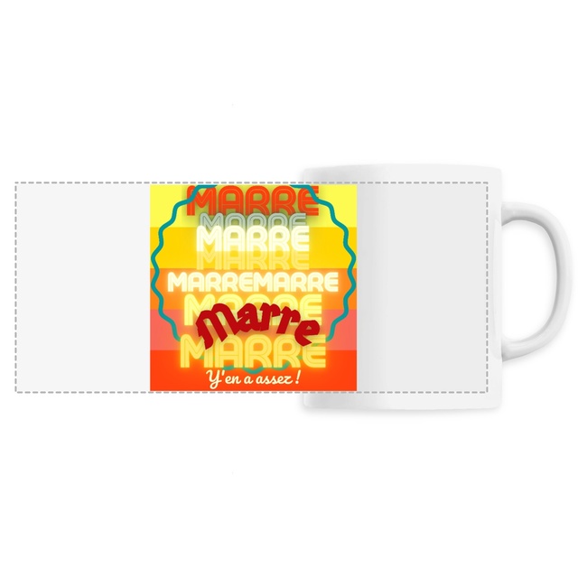 MARRE ! 🌅 TAMPON SOLEIL 🌅 Mug céramique panoramique anse colorée 