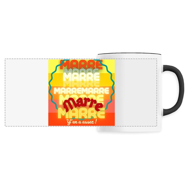 MARRE ! 🌅 TAMPON SOLEIL 🌅 Mug céramique panoramique anse colorée  - Image
