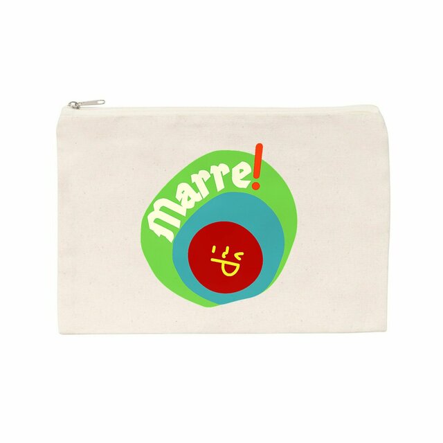 MARRE ! 😏 SMILEY VERT BLEU 😏 Pochette 100% coton recyclé - Image